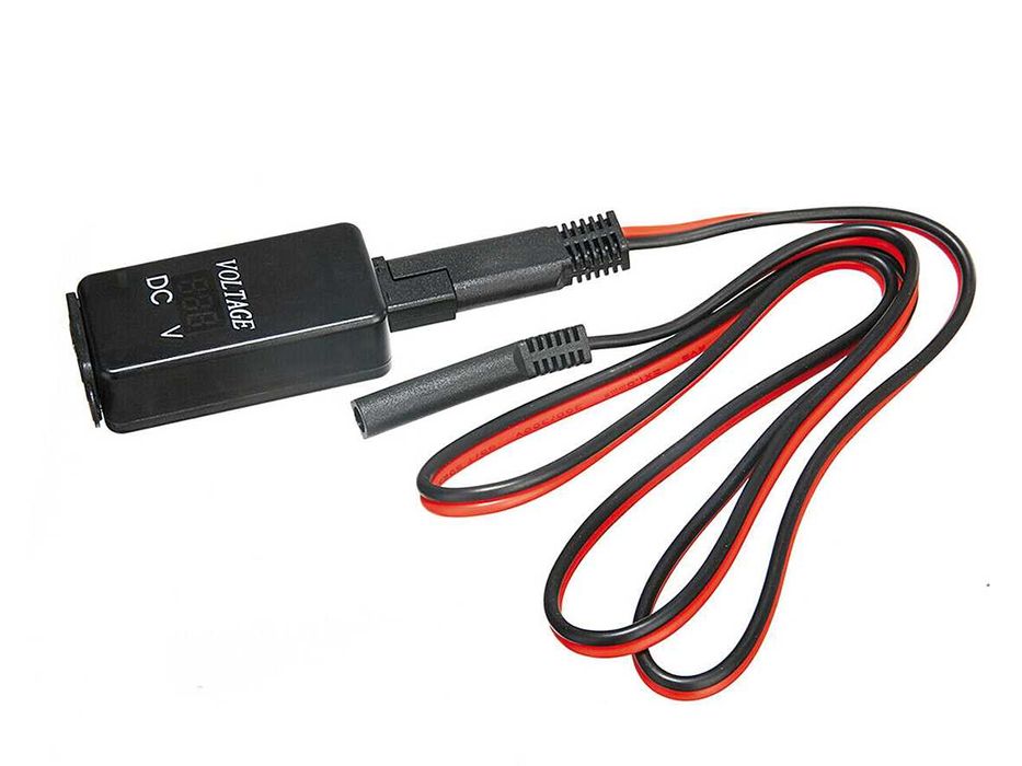 Carregador USB 2,1A Impermeável, ficha SAE e Voltímetro p/Motocicleta