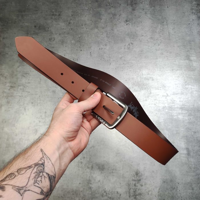 MĘSKI PREMIUM Pasek Skórzany Skóra Klamra Levis Brązowy Elegancki 95
