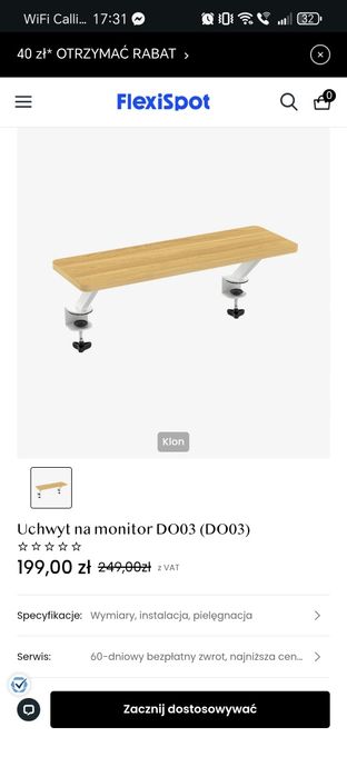 NOWY uchwyt półka na monitor 60 cm wysyłka