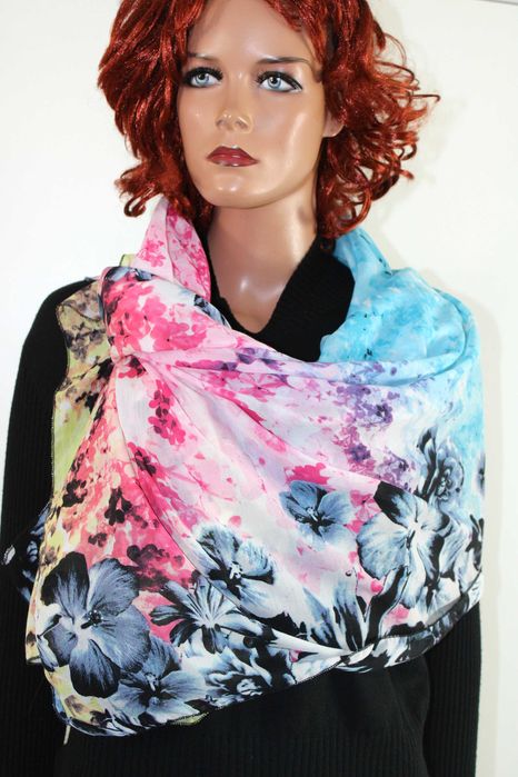 d9 DIVIDED BY H&M Stylowy Miękki Kolorowy Szal Apaszka 105x152