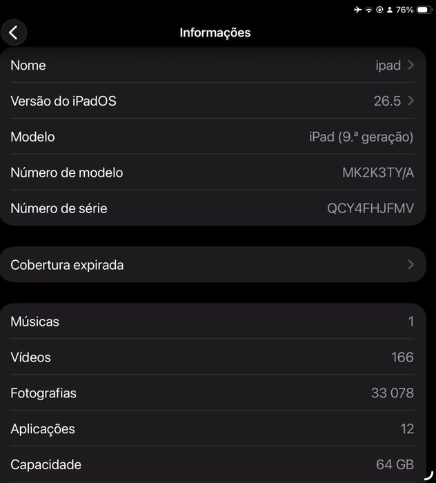 Apple Ipad 9 geração 2022 64 Gb/10.2”