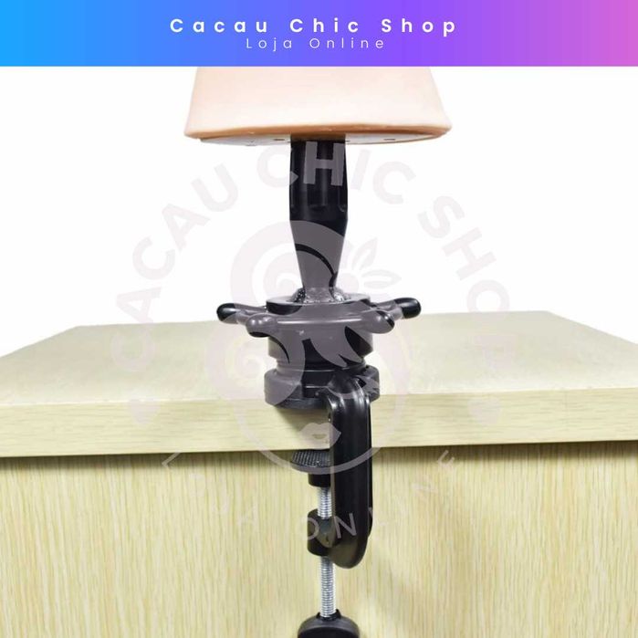 Cabeça de Treino Castanho Escuro Sintético 69Cm+ Suporte /Cabeleireiro