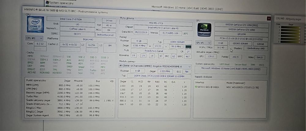 Laptop gamingowy MSI GL73 8RC