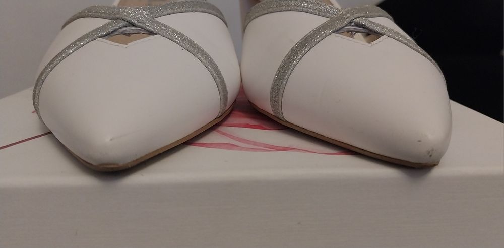 Buty ślubne biało-srebrne Brilu skóra  40