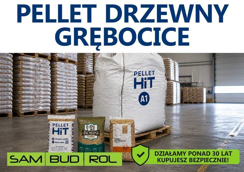 Pellet drzewny GRĘBOCICE, klasa A1 oraz A2, big bag i workowany, transport pod dom, bezpieczna płatność u kierowcy!