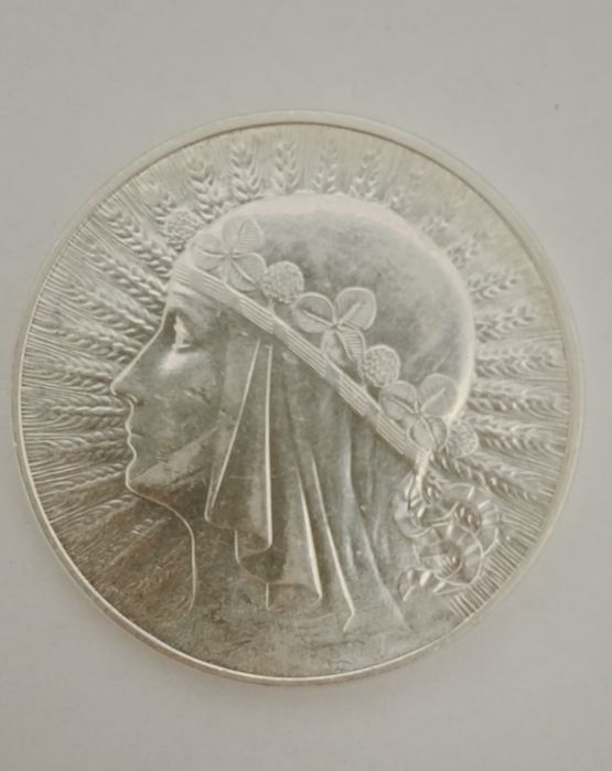 Srebrna moneta 10 złoty głowa kobiety rok 1932,1933