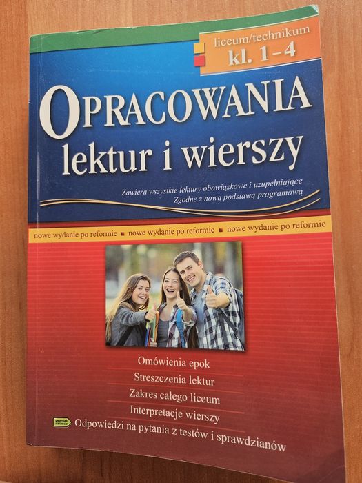 Opracowania lektur i wierszy kl. 1-4 liceum i technikum
