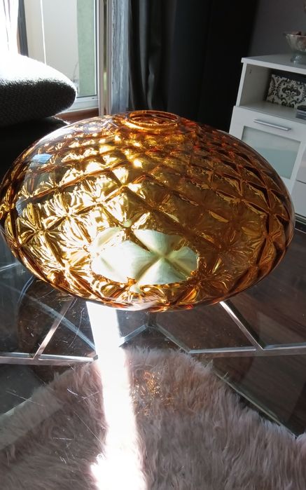 Klosz szkło bursztynowe miodowe pomarańczowe lampa lata 60