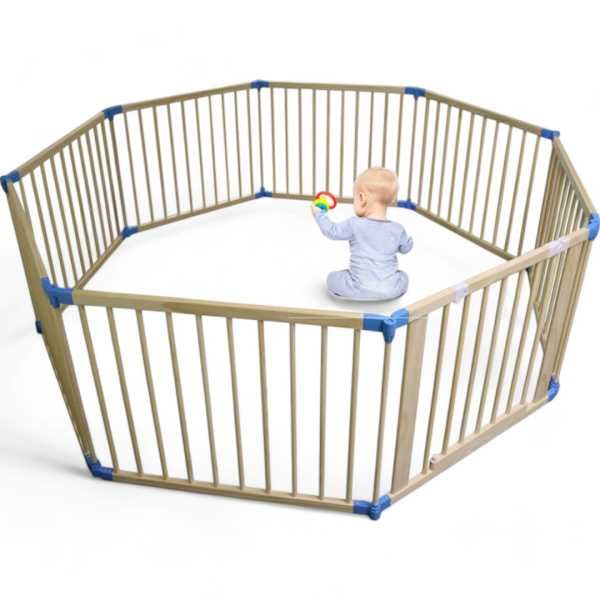 Drewniany Kojec dla Dziecka Ø150 cm Naturalne Drewno Bezpieczny