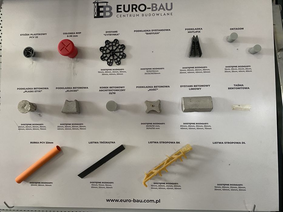 Szalunek elementy tracone szalunku rurki dystanse korki stożki inne