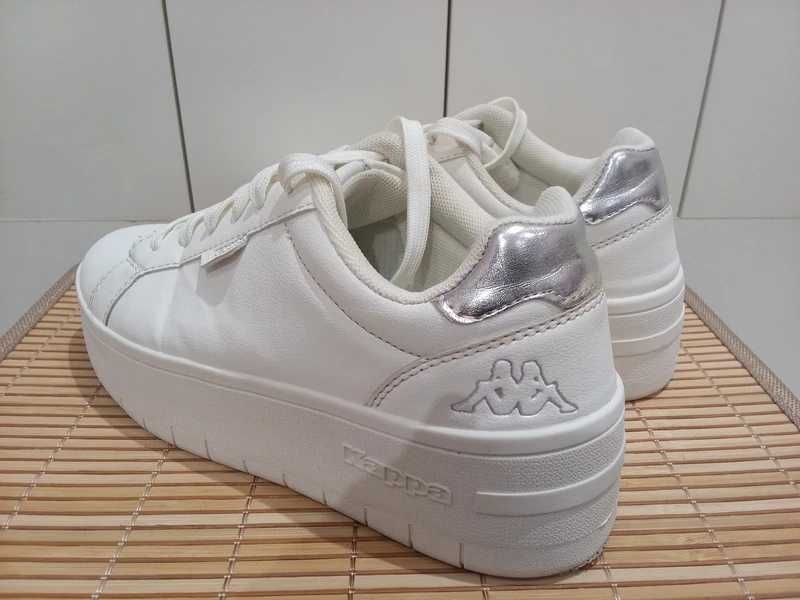 damskie białe sneakersy na platformie marki Kappa roz. 36 wkładka 23,5 cm