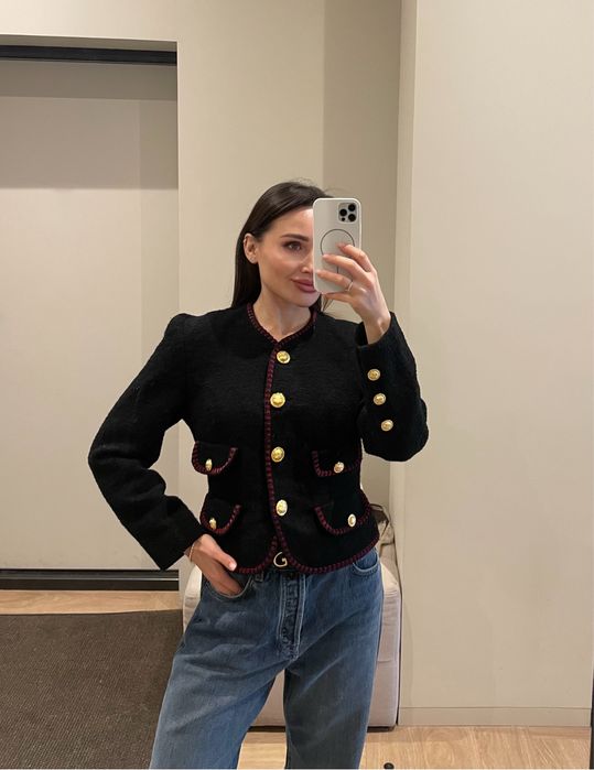 Розкішний твідовий жакет S стиль sandro