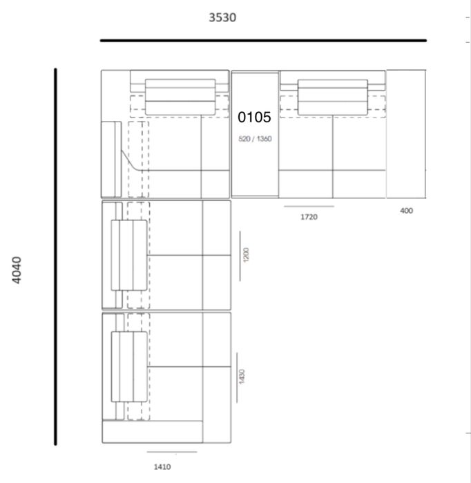Sofa duża naroznik 400x350 ruchome zaglowki ERMES BLANCHE
