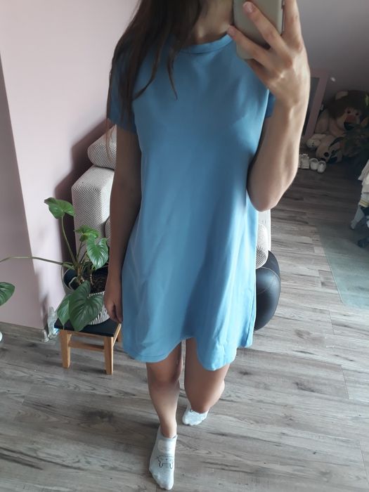 Krótka niebieska sukienka trapezowa w literę A rozmiar S/M Selfieroom