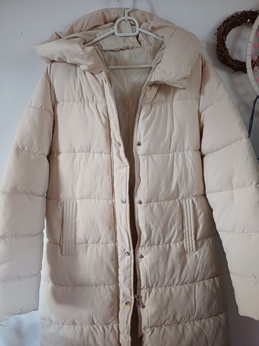 Kurtka długi płaszcz puchowy melya melody paris kremowy ecru