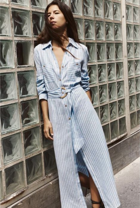 Платье льняное  Z аra полоска