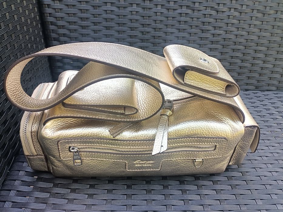 Сумка кожаная золото Karya