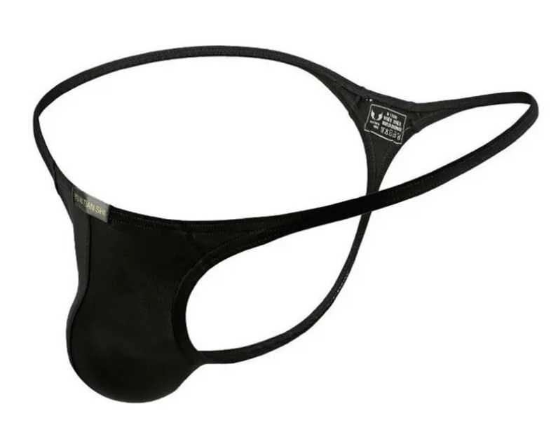 Sexy  męskie delikatne stringi soft czarne L