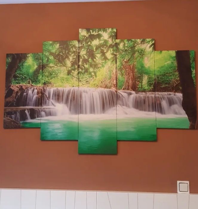 Quadro com 5 peças imagem cascata