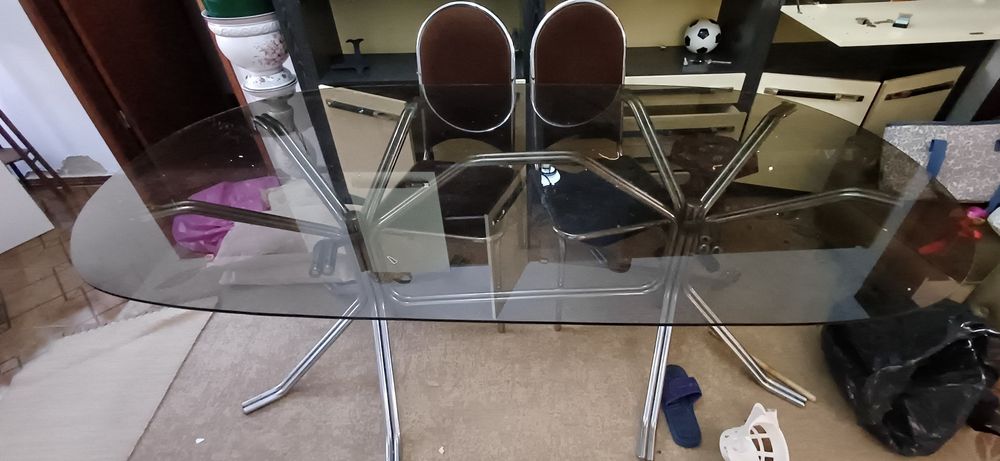 Mesa vidro + 6 caderas