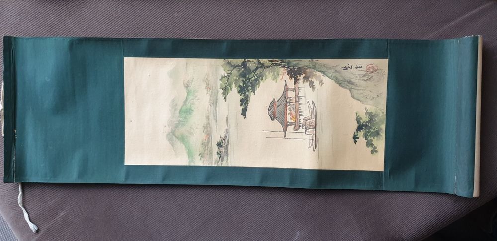 Aguarela chinesa antiga 63x20cm