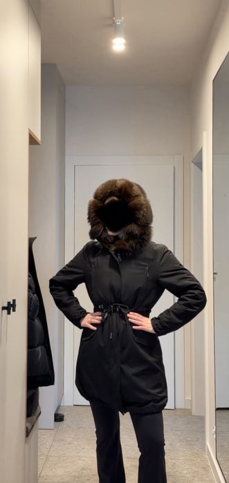 Kurtka parka z futrem naturalnym