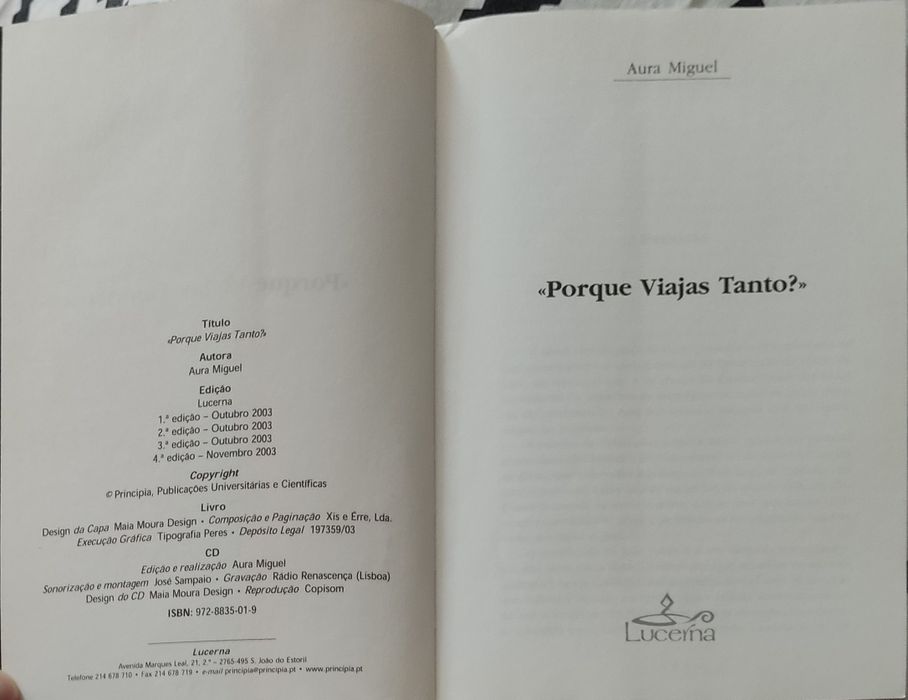 Livro "Porque viajas tanto?-Aura Miguel"