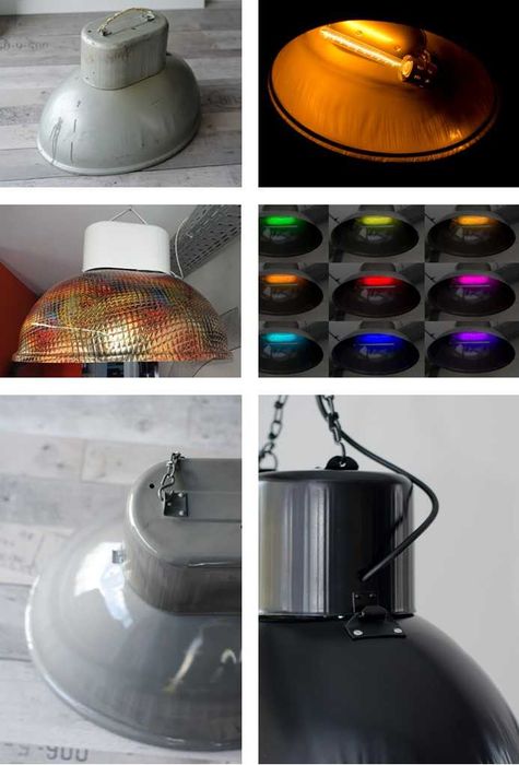 Oprawy lampy przemysłowe loft pracownia renowacji PRL OMP-125 OPH-400