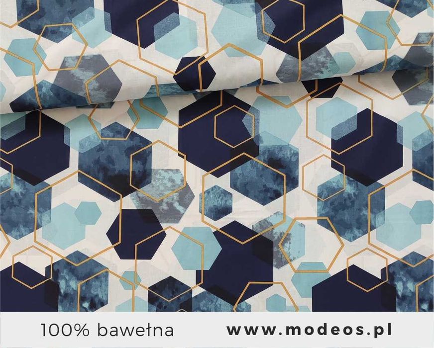 Tkanina bawełniana 220 cm sześciany heksagon Materiał na pościel