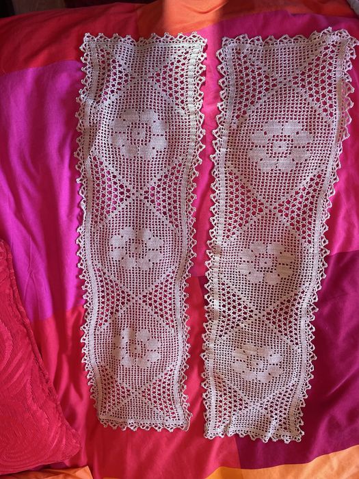 2 panos em crochet cor cafe c/leite