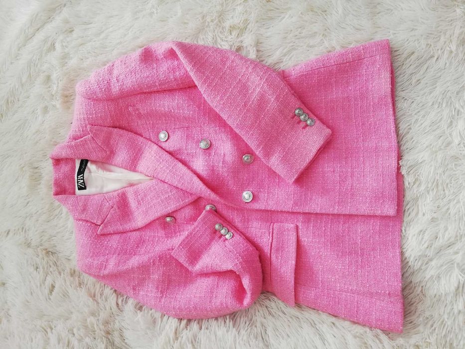 marynarka Zara s 36 tweedowa marynarka Zara s 36 róż nowa