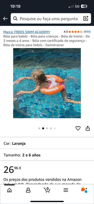 Boia para criança swim trainer
