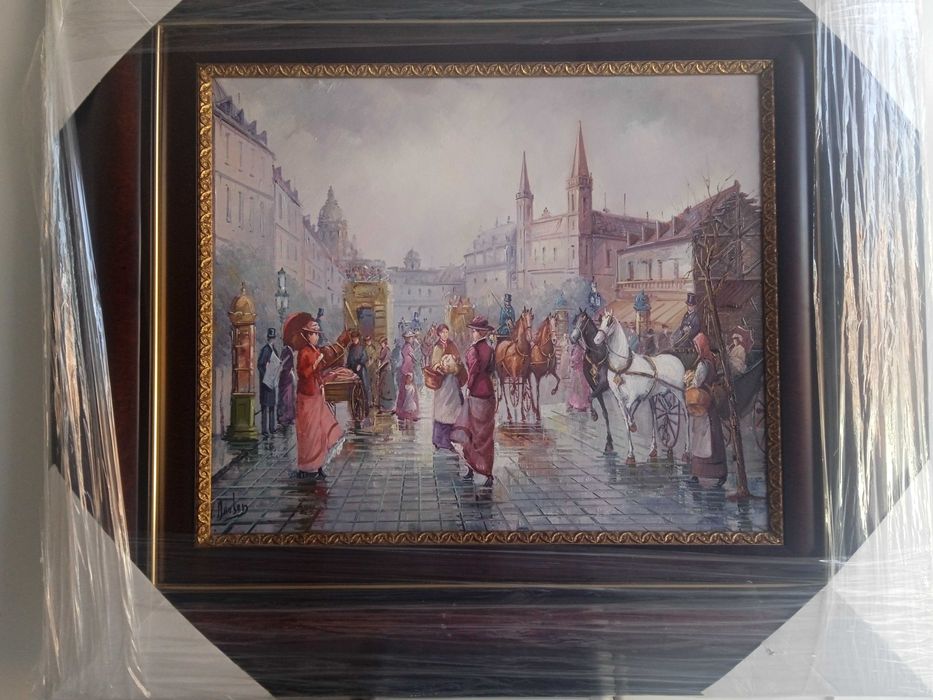 Pintura a óleo com assinatura de pintor