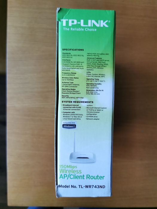 AP/ Client Router TP-Link TL-WR743 802.11 b/g/n 150Mbps
