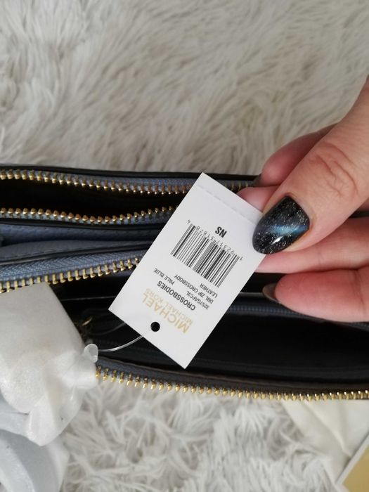 torebka Michael Kors skórzana niebieska crossbodies podwójna
