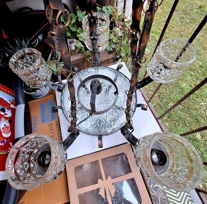 Żyrandol/ Lampa sufitowa wisząca pięcioramienna antyk