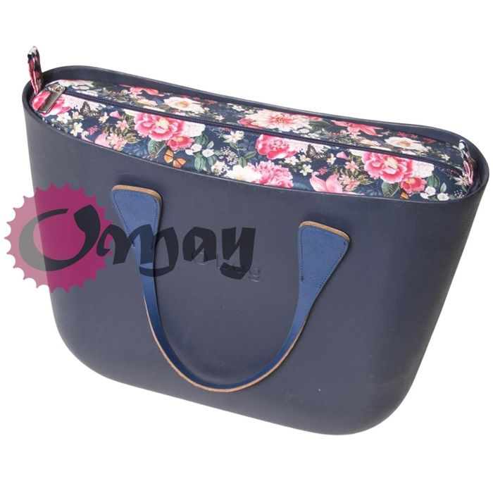organizer OBAG STANDARD kwiaty granat 2 kieszenie wkład OMAY