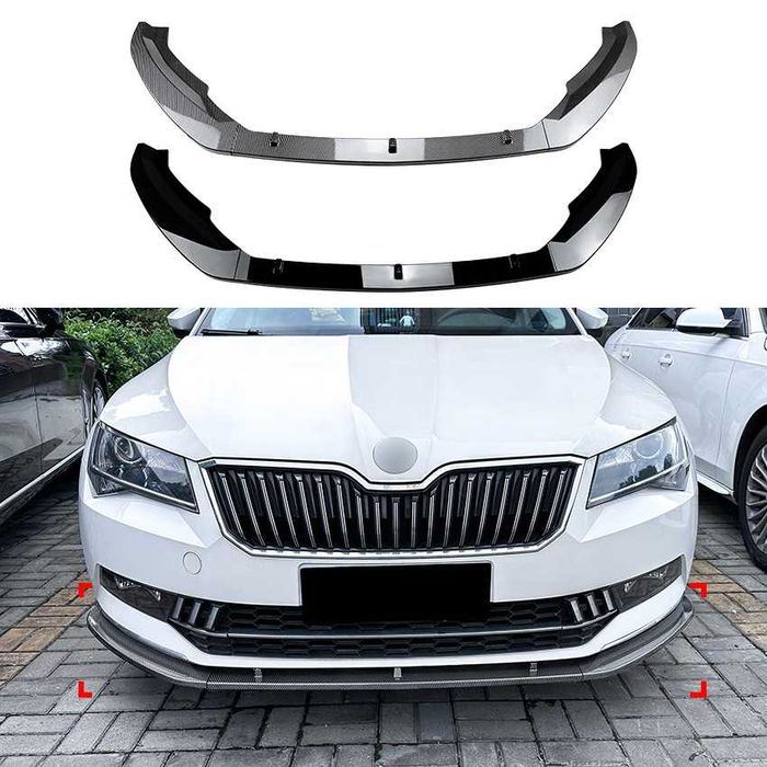 Сплиттер бампера Skoda SuperB B8 диффузор спойлео губа  пороги сплітер