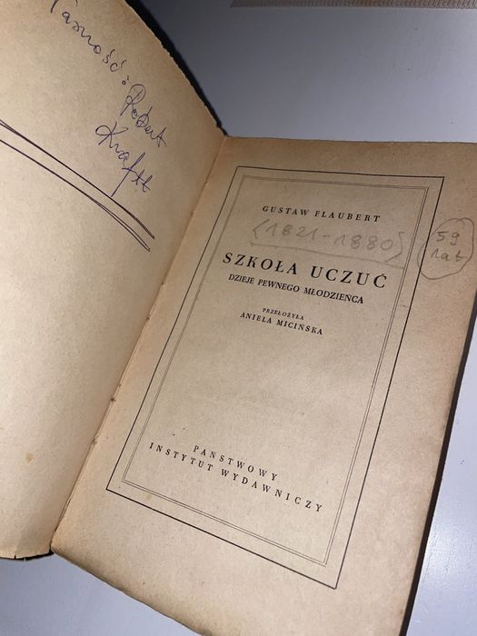 Gustaw Flaubert Szkoła uczuć 1956 wydanie 2