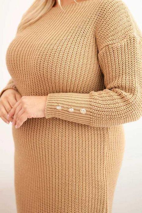 Sukienka swetrowa damska Plus Size z moherem