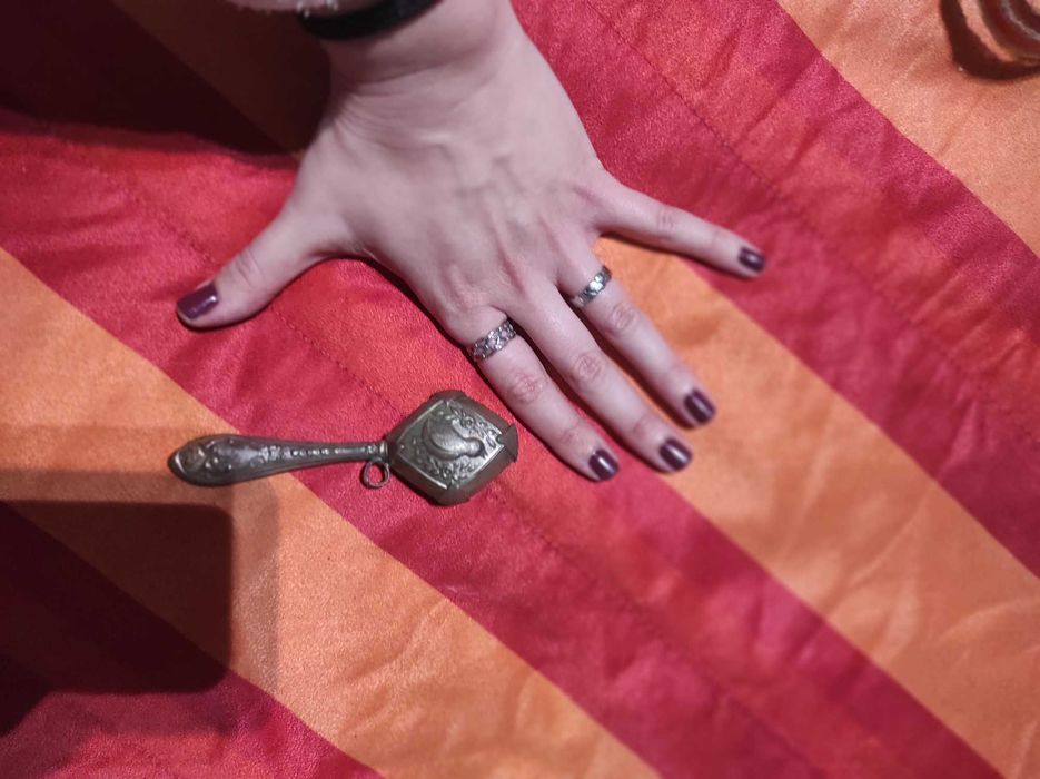 Chocalho de Bebé Antiga em Prata Portuguesa - Motivo Pássaro