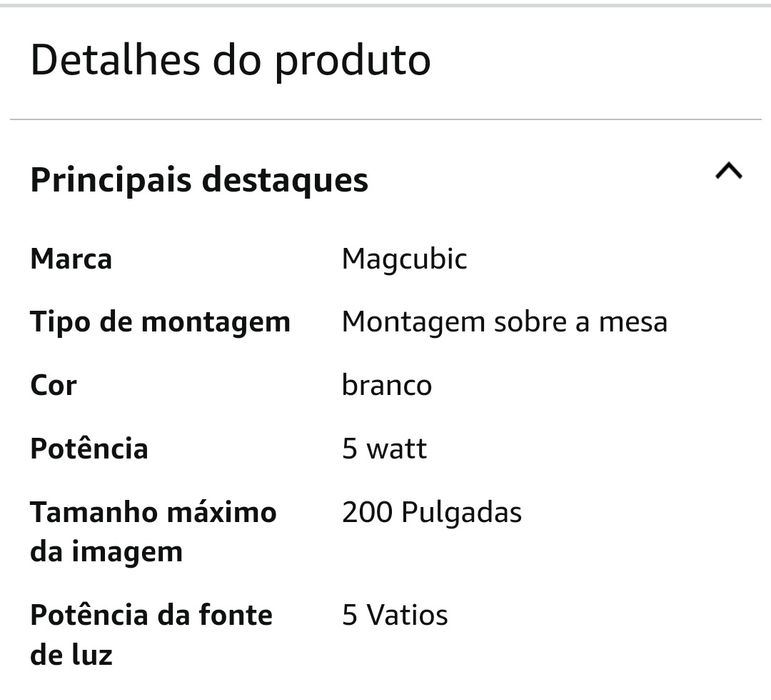Mini projetor 4K compatível com Android