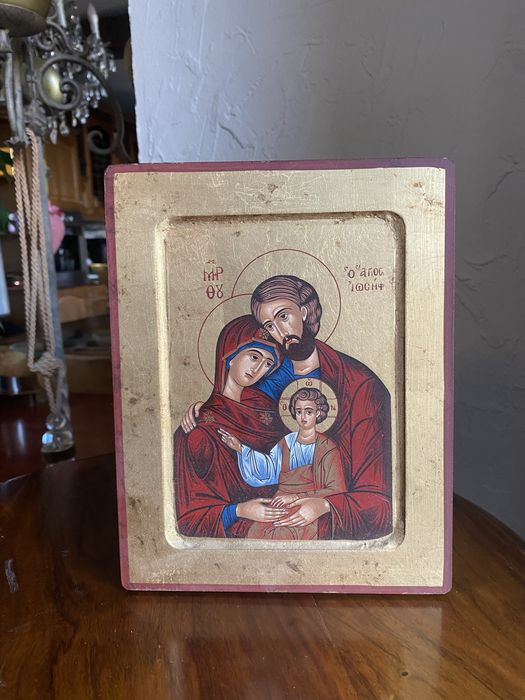 Ikona recznie robiona z tłem ze zlota