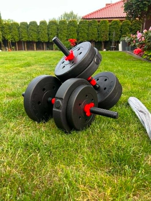 Hantle regulowane 20kg 2x10kg bitumiczne  Hantle + Sztanga Gryfy NOWE