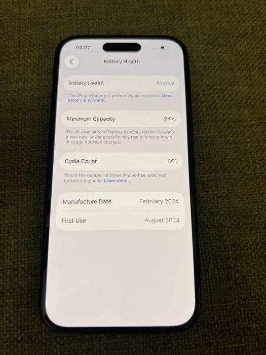 Iphone 15 256gb, 94% bateria, gwarancja
