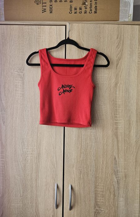 Czerwony crop top Mickey Mouse Disney S/M