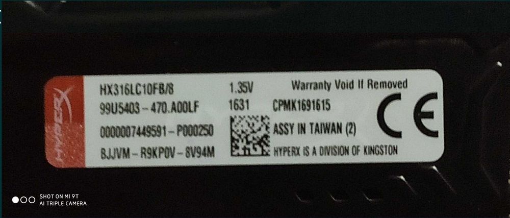 HyperX FURY Оперативна память16GB(8Гб+8Gb) DDR3L−1866MHz HX316LC10FB/8