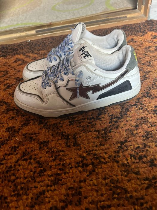 Кросовки бейп Aape A Bathing Ape - SK8 STA White / Black Low Top Sneakers 42 сайз