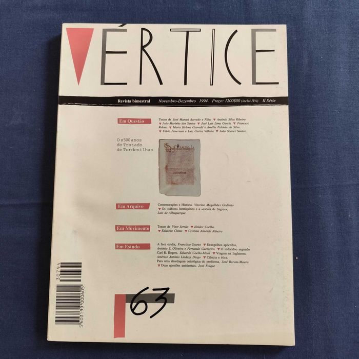 Revista Vértice 63 - Novembro-Dezembro 1994