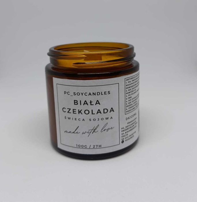 Świeca Sojowa Zapachowa Biała Czekolada 120ml 27h Drewniany Knot